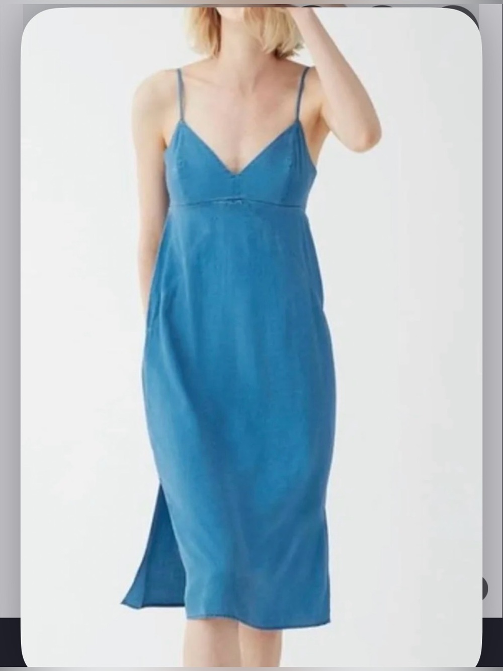 Splendid Slip Camisole Chambray Blue Spaghetti Strap Midi Dress Relaxed Fit Soft